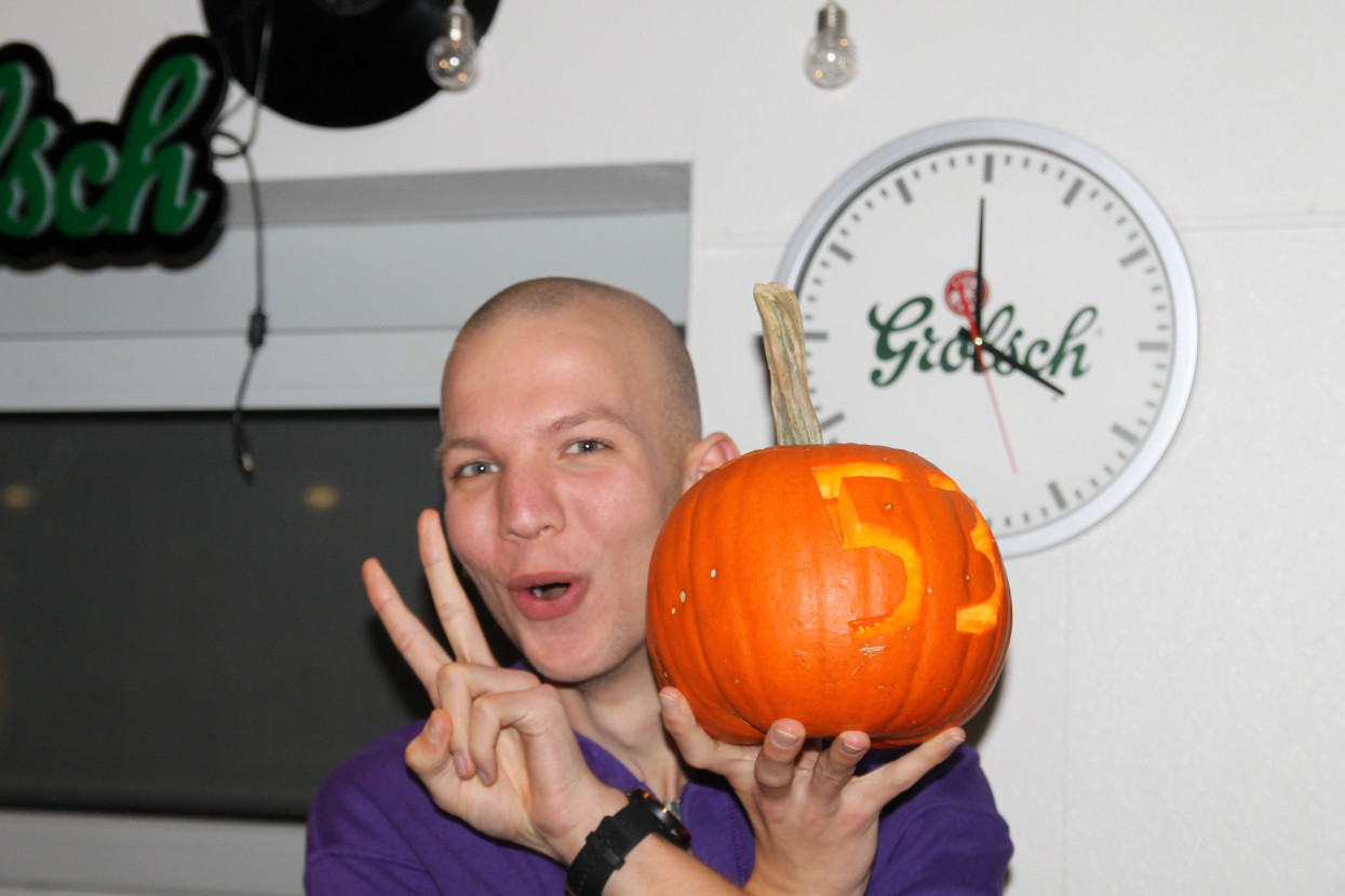 Pumpkin carving and Halloween drink