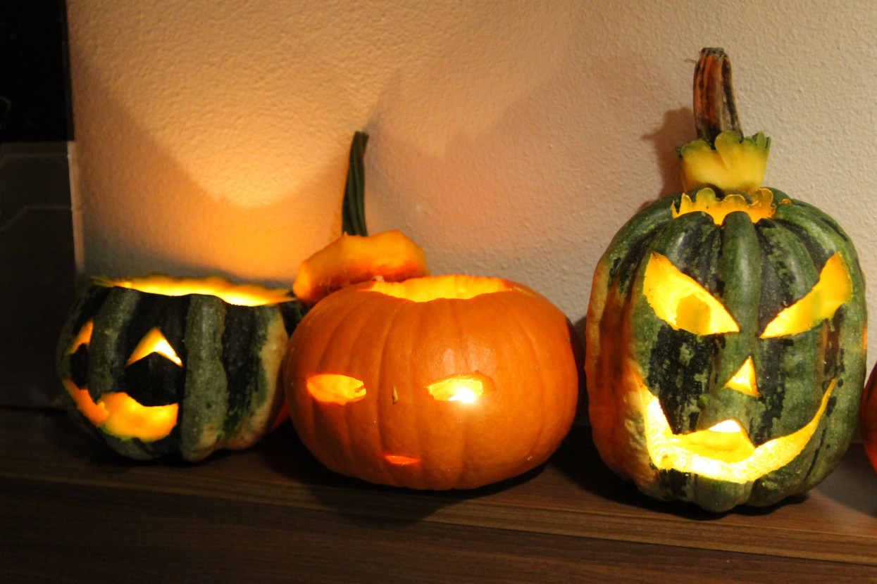 Pumpkin carving and Halloween drink