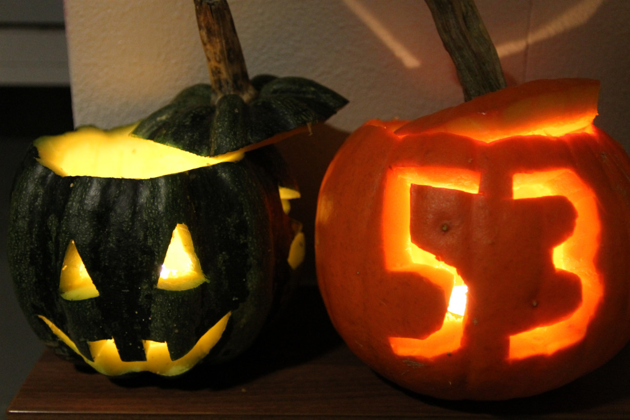 Pumpkin carving and Halloween drink