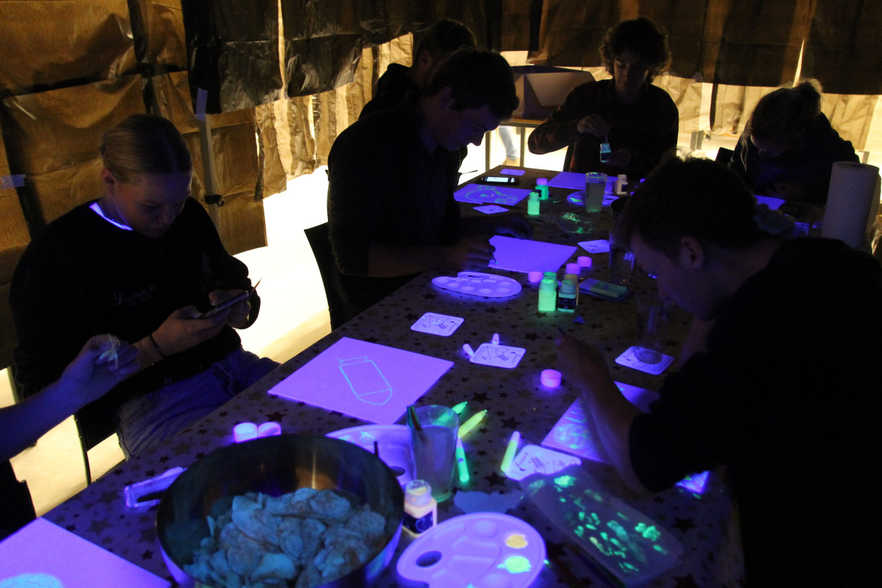 Glow-in-the-dark painting night