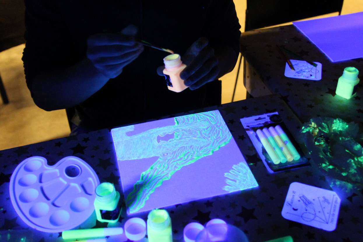 Glow-in-the-dark painting night