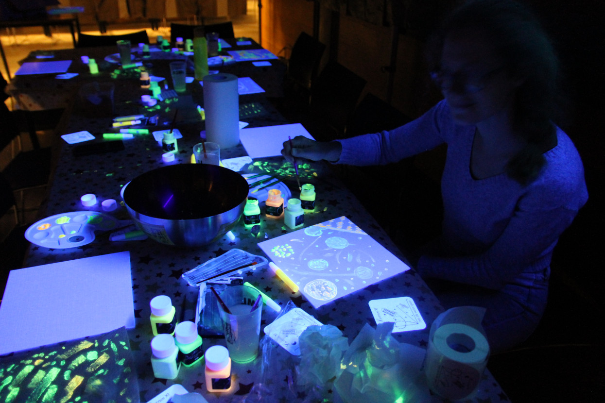Glow-in-the-dark painting night